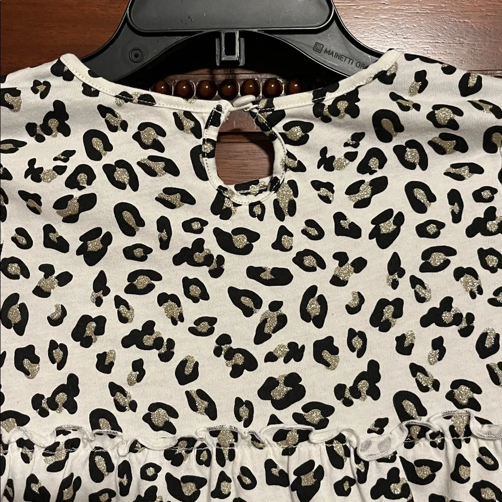 Rachel Zoe Girl’s Animal Print Top and Black PleatherLeggings Set